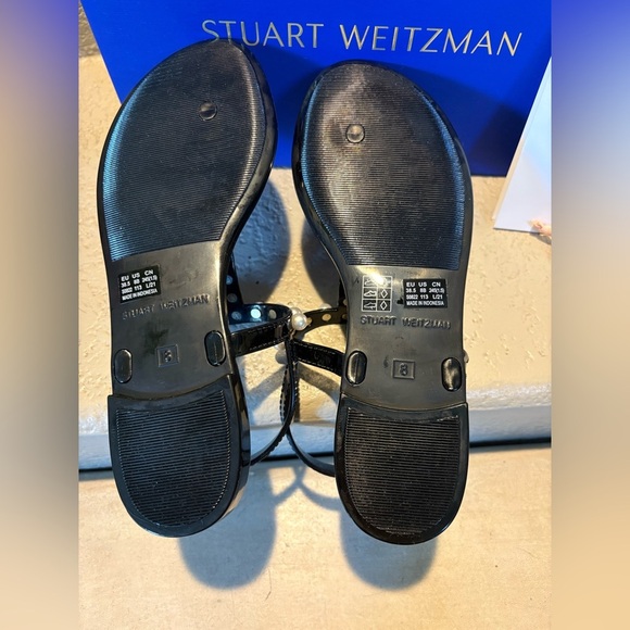 New in Box- Stuart Weitzman-Goldie Jelly Black with Pearl Sandals. Size 8 - Picture 8 of 11